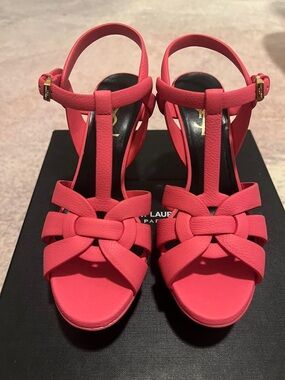 Saint Laurent Coral Pink Tribute Sandal Size 5